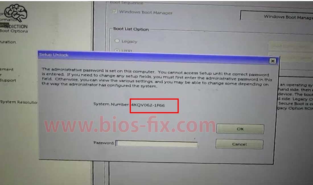 Unlock bios password for Dell Inspiron 3558 