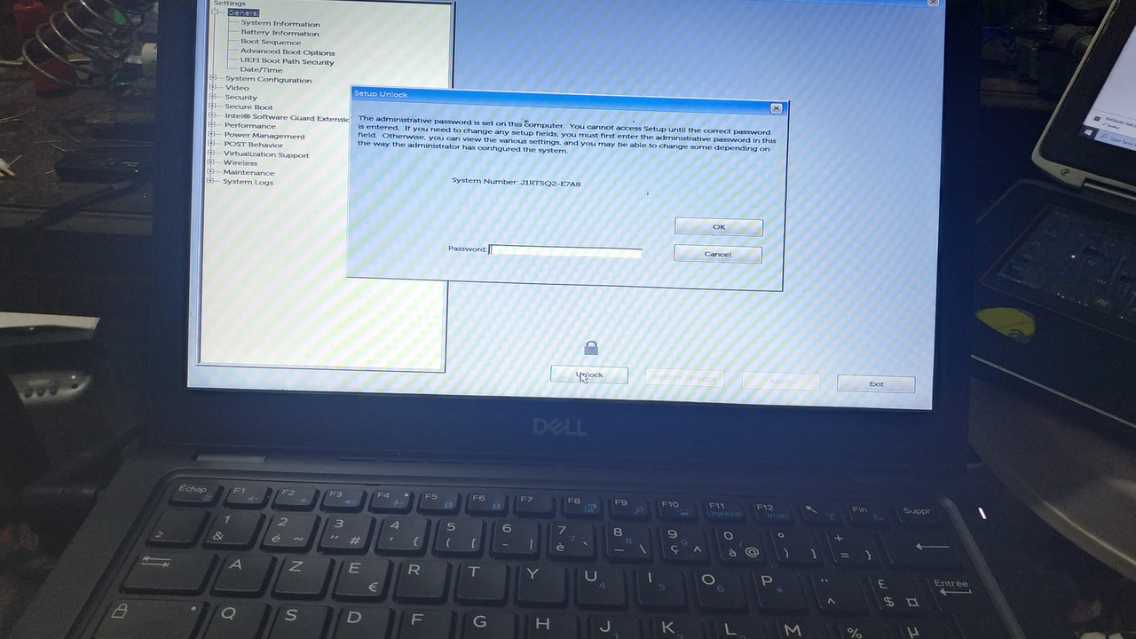 Unlock Bios password for Dell Latitude 5290